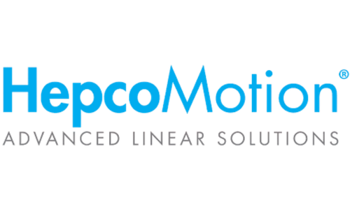 Logo oficial de HepcoMotion, líderes mundiales en tecnología de guiado lineal y sistemas de transmisión.