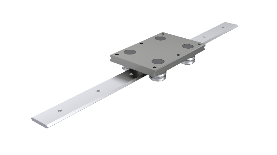 Sistema de guiado lineal SL2 de HepcoMotion en acero inoxidable, diseñado para aplicaciones de alta resistencia en la industria alimentaria y farmacéutica.